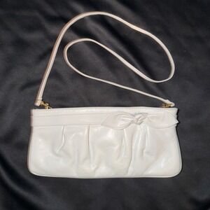 Vintage Y2K Great American Leatherworks White Purse Clutch Prom Bow coquette